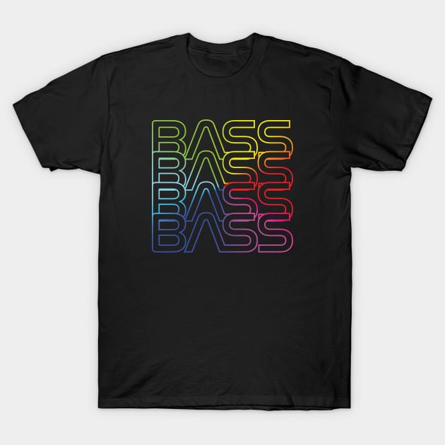 Bass Repeated Text Colorful T-Shirt by nightsworthy